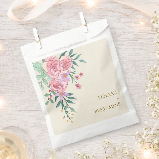 Elegante Boho Blush Pink Blumenzwiebelblume Hochze Geschenktütchen (Ausgeschnitten)