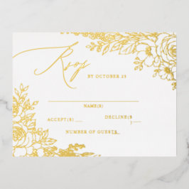 Elegante Boho-Botanische Herbst-Blumen-RSVP Folie Einladungspostkarte