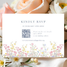 Elegante Boho-Chic-Wildblumen-Hochzeit QR-Code-RSV