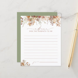 Elegante Boho Fall Floral Baby Shower Advice Card