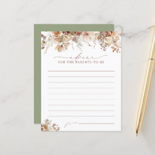 Elegante Boho Fall Floral Baby Shower Advice Card