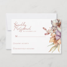 Elegante Boho Fall Floral Wedding RSVP Cards