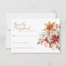 Elegante Boho Fall Floral Wedding RSVP Cards