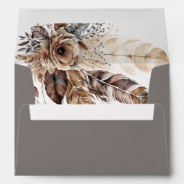 Elegante Boho Feather Floral Watercolor Hochzeit