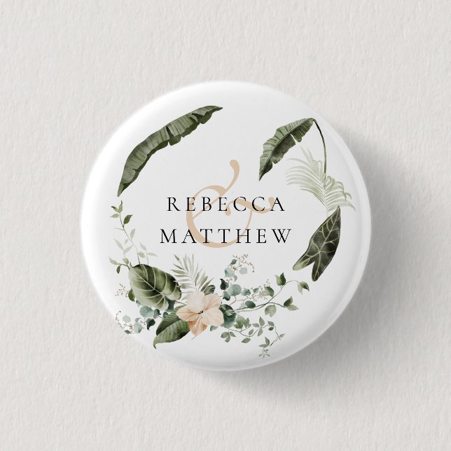 Elegante Boho-Floral-Hochzeit Button (Vorderseite)