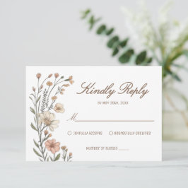 Elegante Boho-Floral-Hochzeit RSVP-Karte RSVP Karte