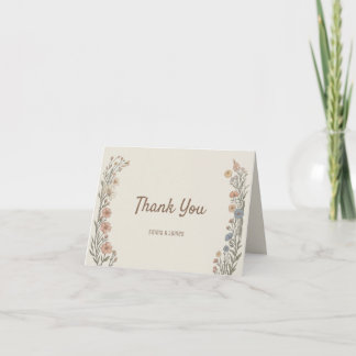 Elegante Boho-Floral-Hochzeits-Dankeskarten Dankeskarte