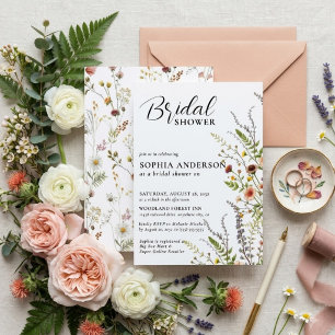 Elegante Boho-Floral-Wildflower-Brautparty Einladung
