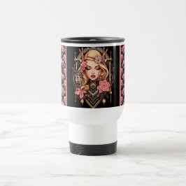 Elegante Boho Girl Black and Pink Tasse