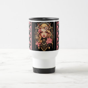 Elegante Boho Girl Black and Pink Tasse