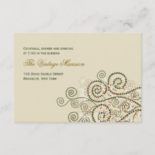 Elegante Boho Green Spirals Wedding Reception Card Begleitkarte