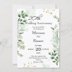Elegante Boho-Grün-Hochzeit-Jubiläum Einladung