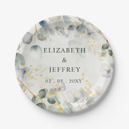Elegante Boho-Grünpflanzen Eukalyptus-Hochzeit Pappteller