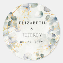 Elegante Boho-Grünpflanzen Eukalyptus-Hochzeit Runder Aufkleber