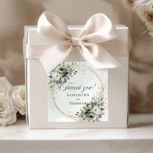 Elegante Boho-Grünpflanzen-Geschenkbox-Aufkleber G Quadratischer Aufkleber