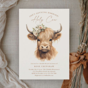 Elegante Boho Highland-Kuh-Brautabschiedsparty Einladung