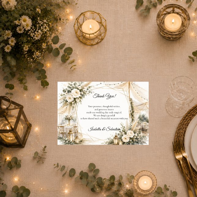Elegante Boho-Hochzeit Dankeskarte (Von Creator hochgeladen)