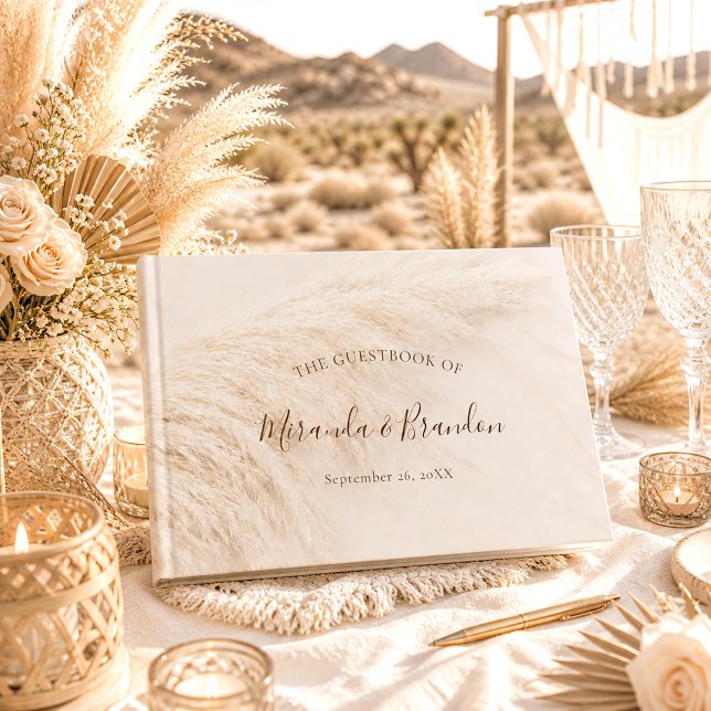 Elegante Boho-Hochzeit mit Pampasgras Gästebuch (Von Creator hochgeladen)