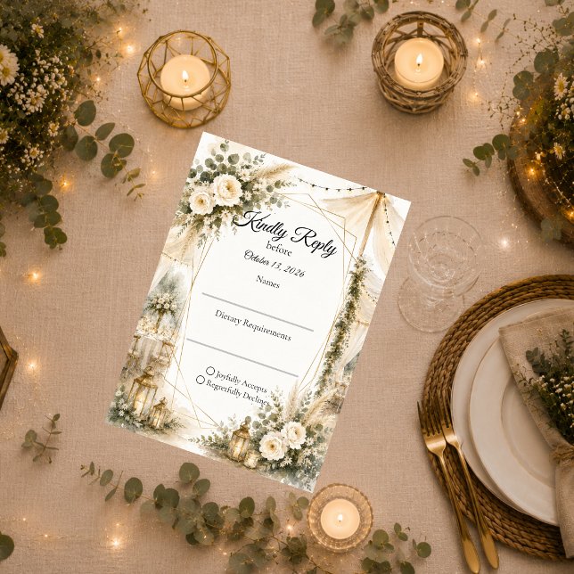 Elegante Boho-Hochzeit  RSVP Karte (Von Creator hochgeladen)
