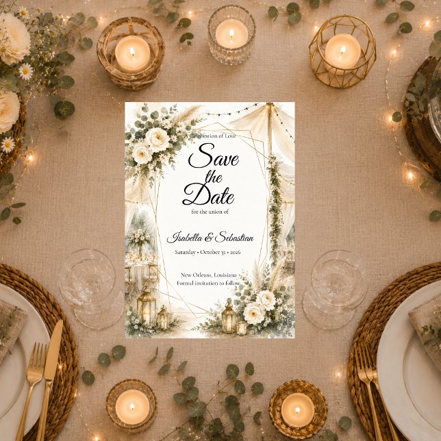 Elegante Boho-Hochzeit Save The Date (Von Creator hochgeladen)