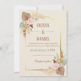 Elegante Boho-Hochzeitseinladung - Moderner golden Einladung