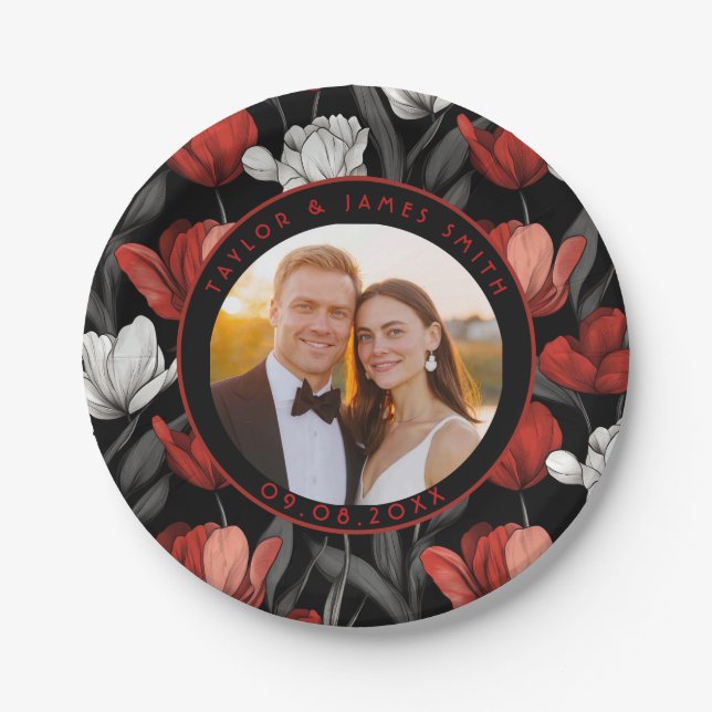 Elegante Boho-Hochzeitsplatten für Brautparty Pappteller (Vorderseite)