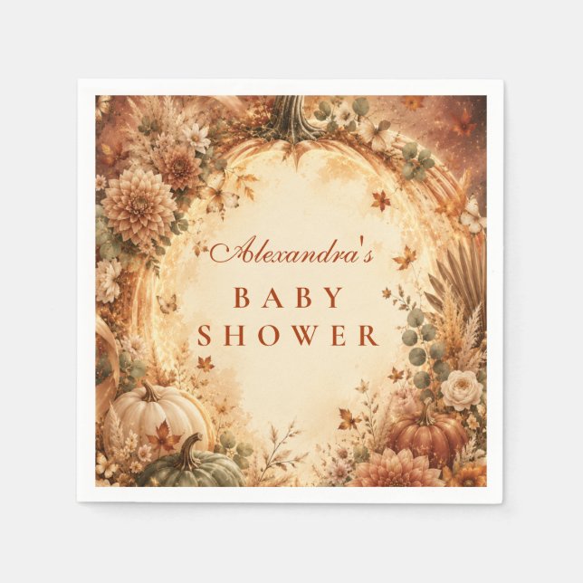 Elegante Boho-Kürbis-Baby-Party Serviette (Vorderseite)
