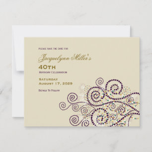 Elegante Boho Lila Spiralen Ethnischer Erwachsene  Save The Date