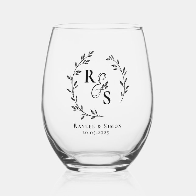 Elegante Boho Line Kunst, Dichtung und Musik Mit M Weinglas Ohne Stiel (Vorderseite)