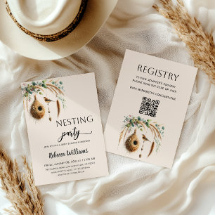Elegante Boho-Nesting-Party-Vogel-Baby-Party Einladung