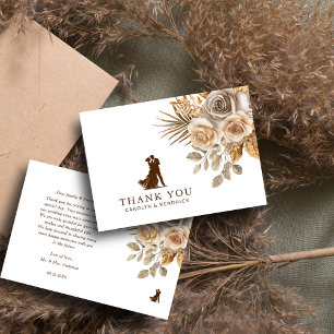 Elegante Boho neutrale florale Akzente Hochzeit Dankeskarte