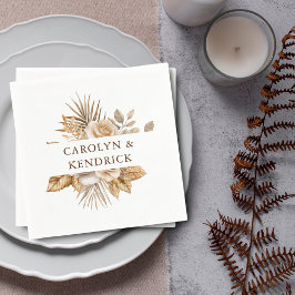 Elegante Boho neutrale florale Akzente Hochzeit Serviette