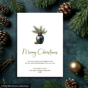 Elegante Boho-Neutrale Wasserfarbe Weihnachtsgrußk Feiertagskarte