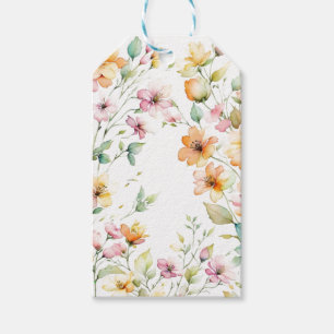 Elegante Boho Orange Pink Wasserfarbe Wildblumen Geschenkanhänger