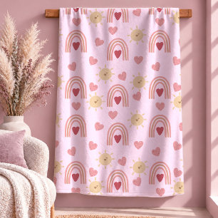 Elegante Boho-Regenbogen-Herzen-Geschenk-Decke Fleecedecke