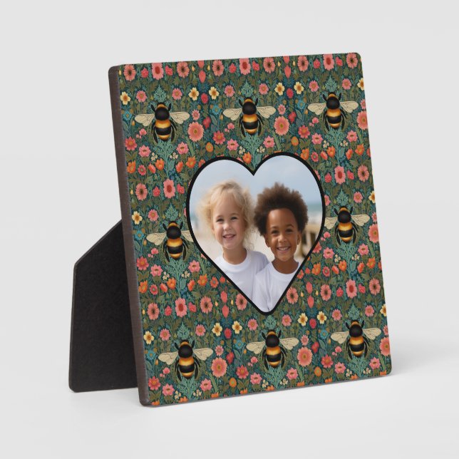 Elegante Boho-Retro-Hummel-Frühlingsblumen  Fotoplatte (Vorderseite)