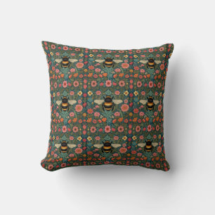 Elegante Boho-Retro-Hummel-Frühlingsblumen  Kissen