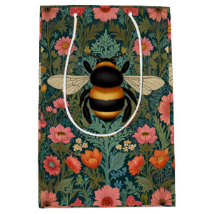 Elegante Boho-Retro-Hummel-Frühlingsblumen Mittlere Geschenktüte