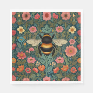 Elegante Boho-Retro-Hummel-Frühlingsblumen Serviette
