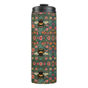 Elegante Boho-Retro-Hummel-Frühlingsblumen Thermosbecher