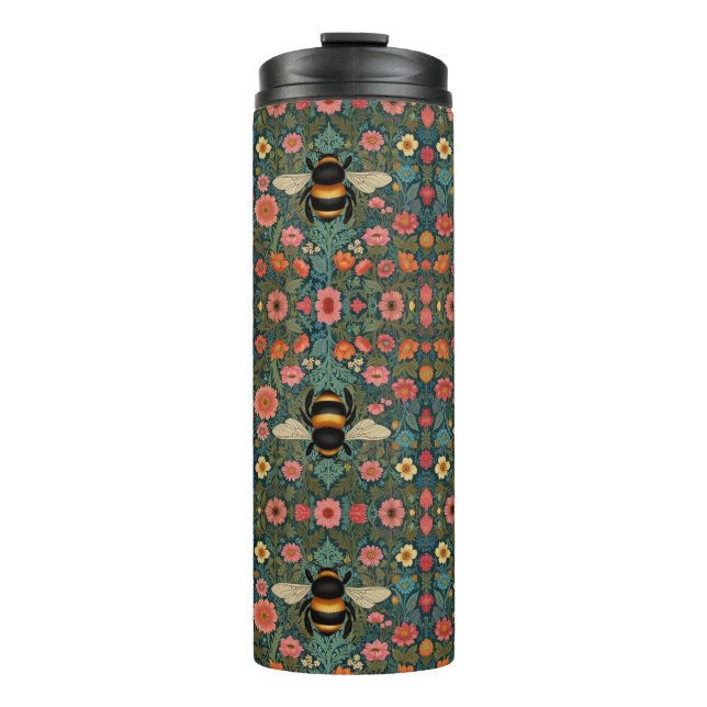 Elegante Boho-Retro-Hummel-Frühlingsblumen  Thermosbecher (Vorderseite)