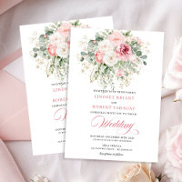 Elegante Boho-Rosa-Blumen-Hochzeitseinladung