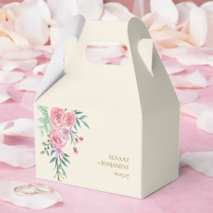 Elegante Boho Rosa Wasserfarben-Blumenhochzeit  Geschenkschachtel