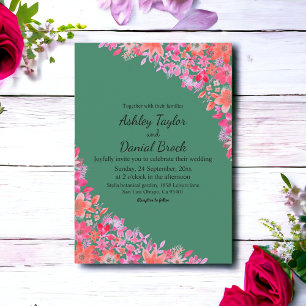 Elegante Boho-Rustikale Blumen Grüne Florale Hochz Einladung
