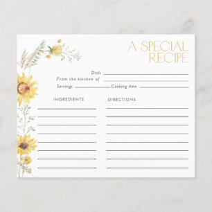 Elegante Boho Sonnenblumen Brautparty Rezept Karte