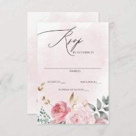 Elegante Boho Summer Blush Blumenhochzeit RSVP Karte
