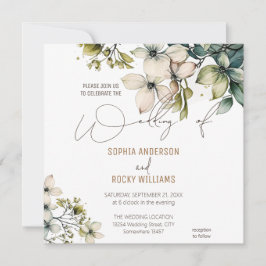 Elegante Boho Süße Wildblumen Florale Hochzeitskar Feiertagskarte