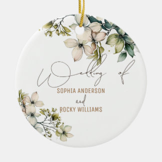 Elegante Boho Süße Wildblumen Florale Hochzeitskar Keramik Ornament