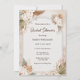 Elegante Boho-Tropische Pampasgras-Brautparty Einladung