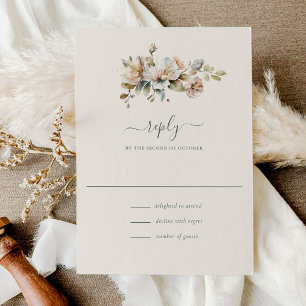 Elegante Boho Vintage botanische Hochzeit RSVP Karte